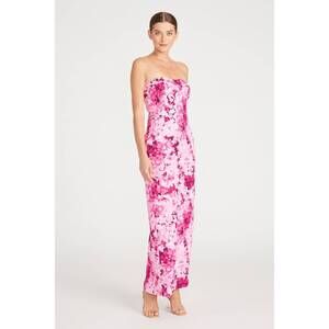 NEW MONIQUE LHUILLIER floral faille dress in pink